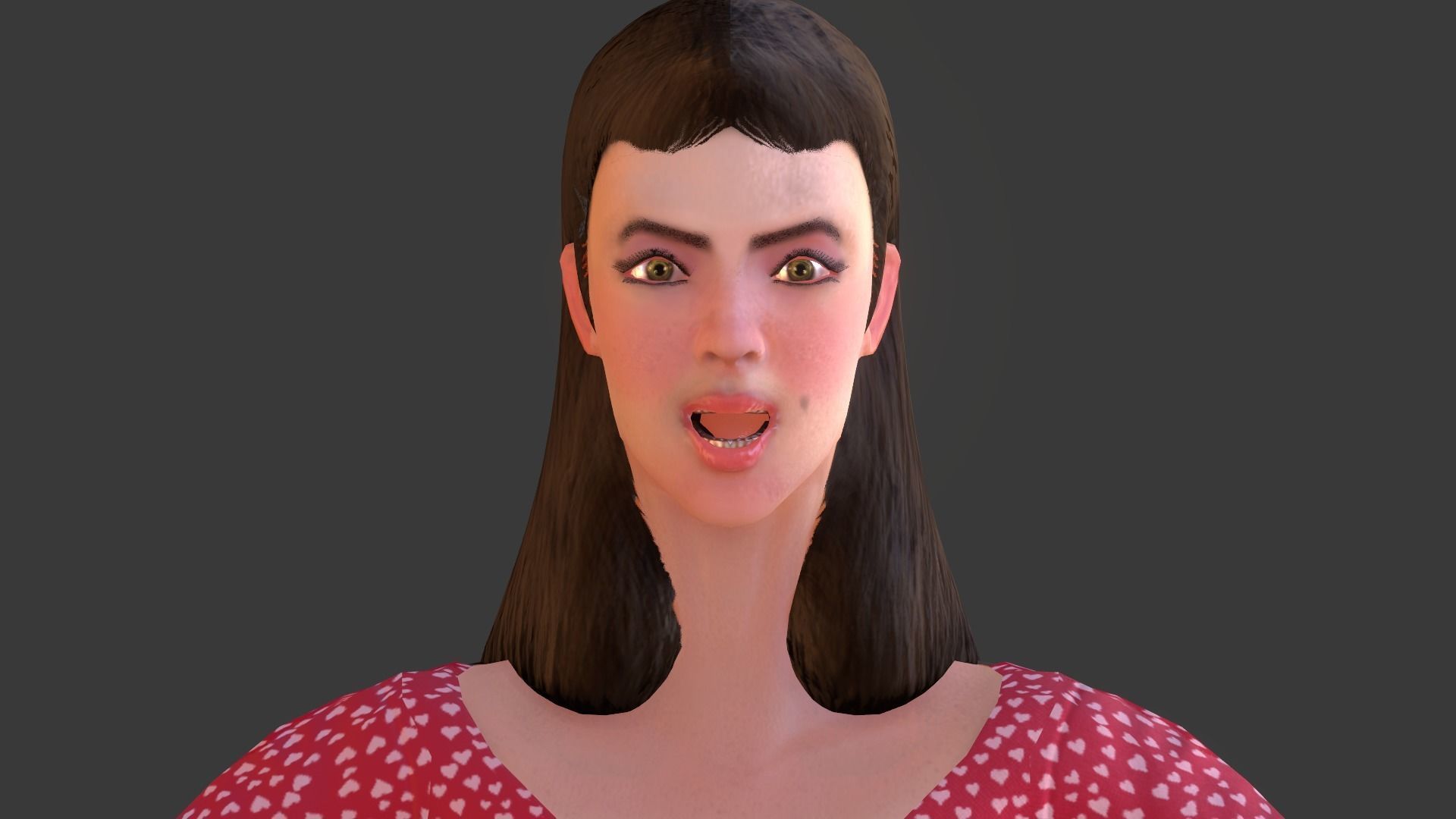 Vintage Fifties Style Girl Low-poly 3D model_78