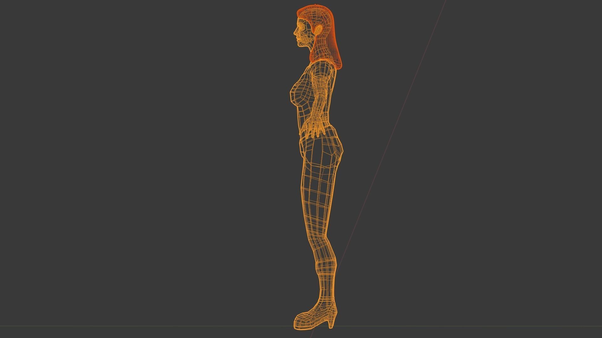 Vintage Fifties Style Girl Low-poly 3D model_103