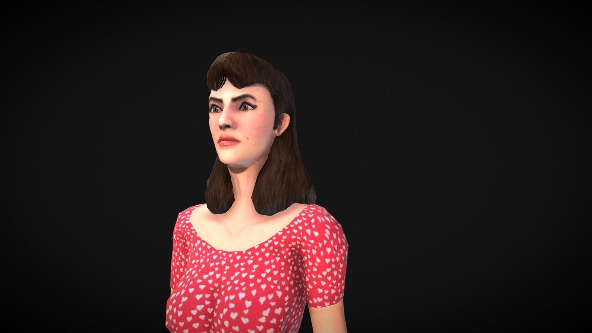 Vintage Fifties Style Girl Low-poly 3D model_93