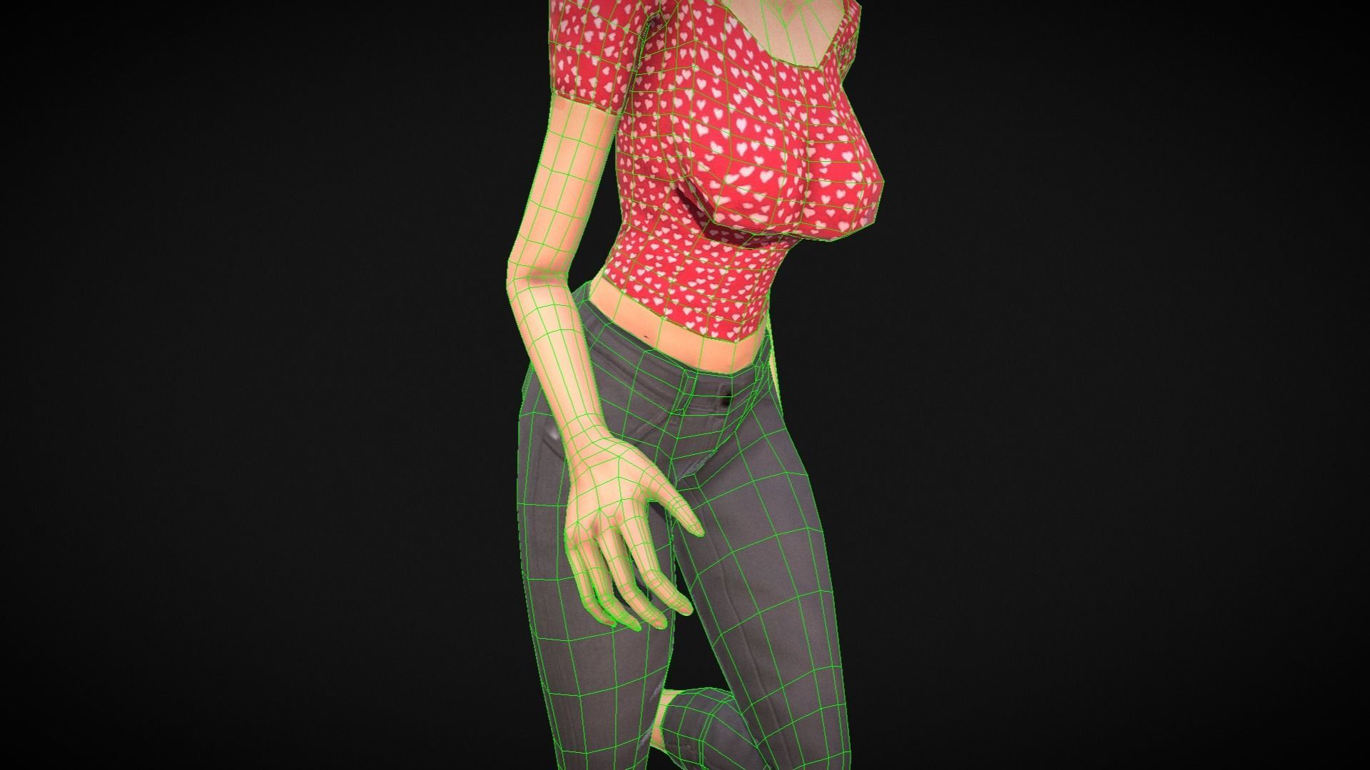 Vintage Fifties Style Girl Low-poly 3D model_97