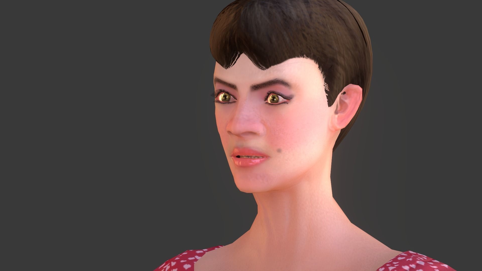 Vintage Fifties Style Girl Low-poly 3D model_38