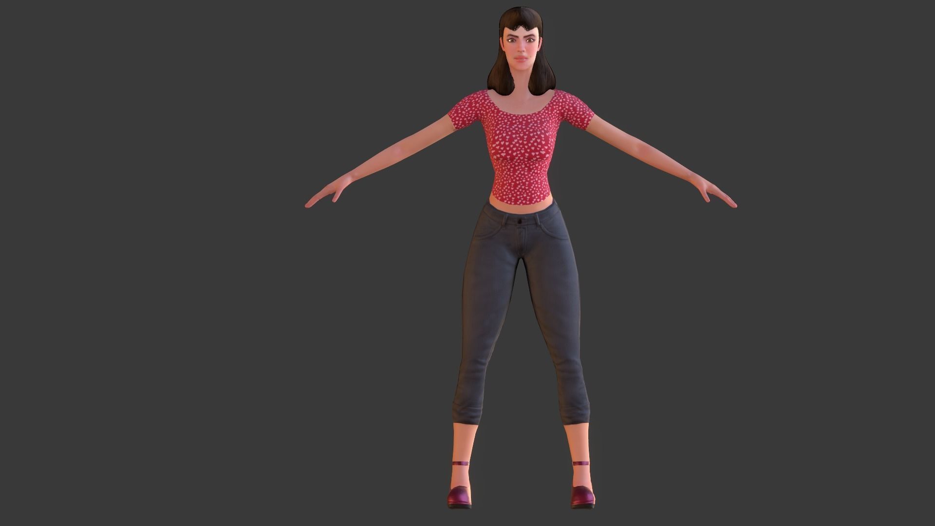 Vintage Fifties Style Girl Low-poly 3D model_19
