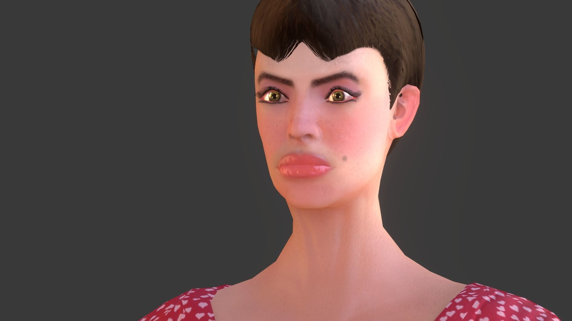 Vintage Fifties Style Girl Low-poly 3D model_50