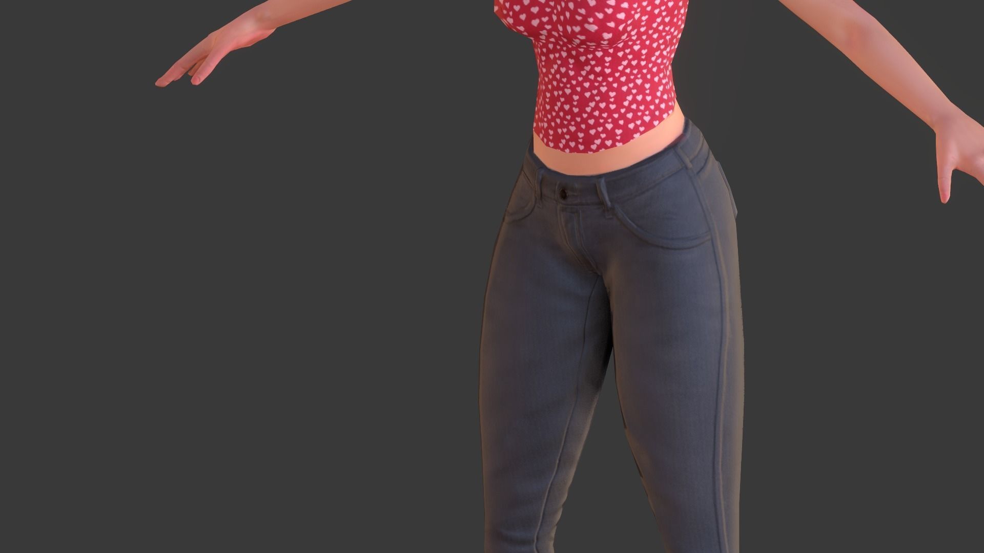Vintage Fifties Style Girl Low-poly 3D model_17