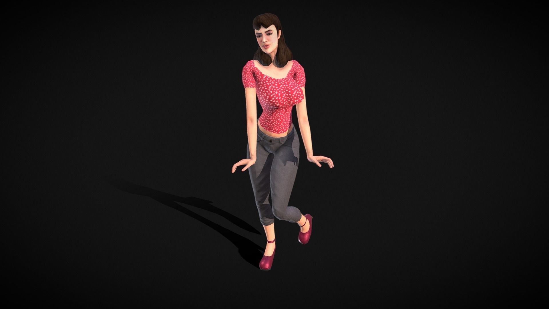 Vintage Fifties Style Girl Low-poly 3D model_87