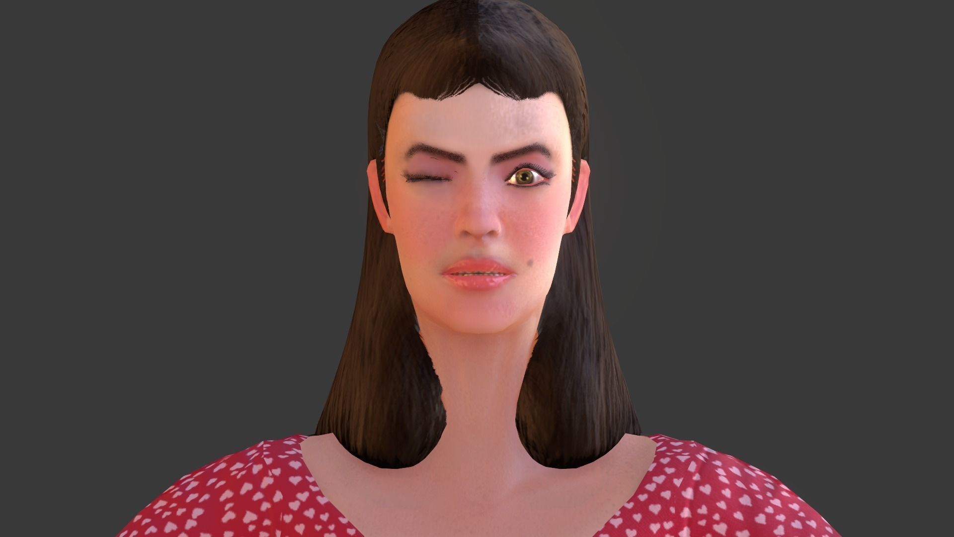 Vintage Fifties Style Girl Low-poly 3D model_67