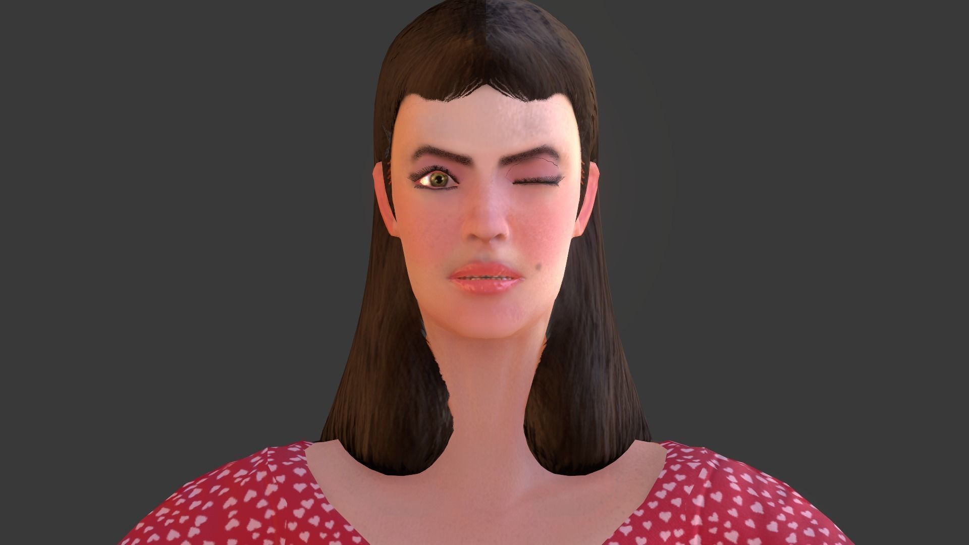 Vintage Fifties Style Girl Low-poly 3D model_66