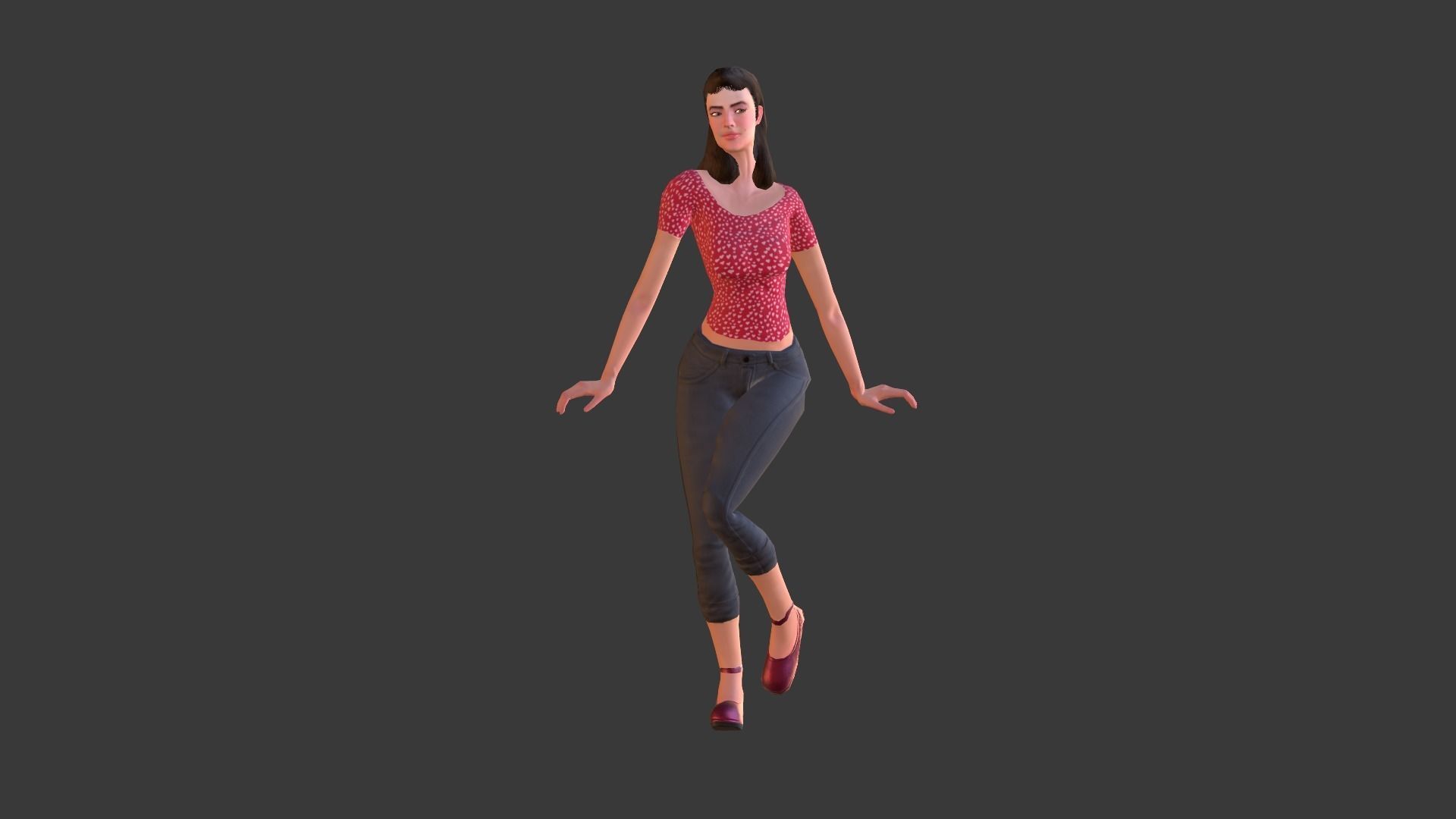 Vintage Fifties Style Girl Low-poly 3D model_23