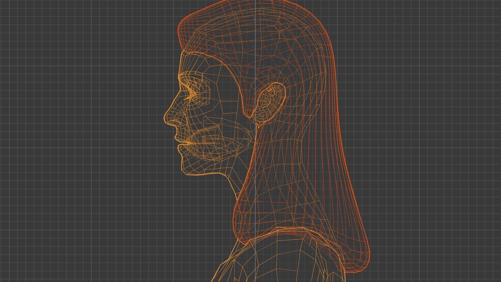 Vintage Fifties Style Girl Low-poly 3D model_106