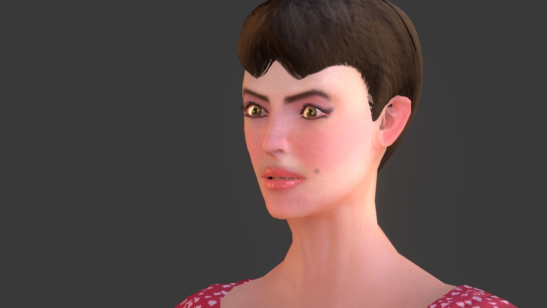 Vintage Fifties Style Girl Low-poly 3D model_39