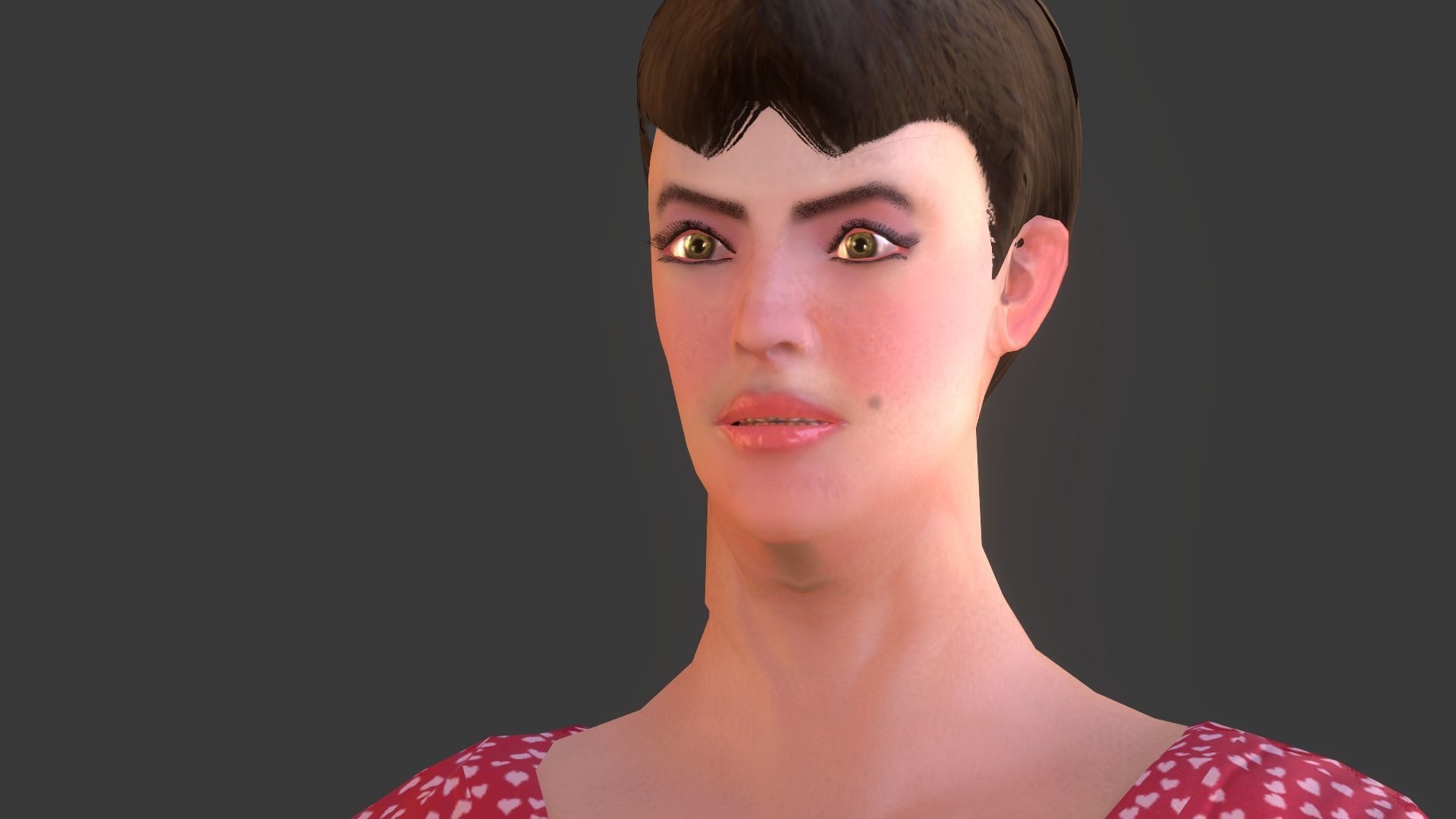 Vintage Fifties Style Girl Low-poly 3D model_48