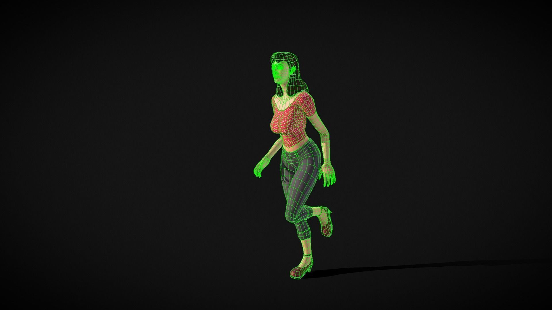 Vintage Fifties Style Girl Low-poly 3D model_95