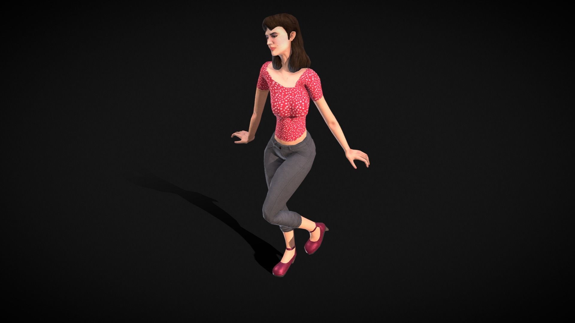 Vintage Fifties Style Girl Low-poly 3D model_88