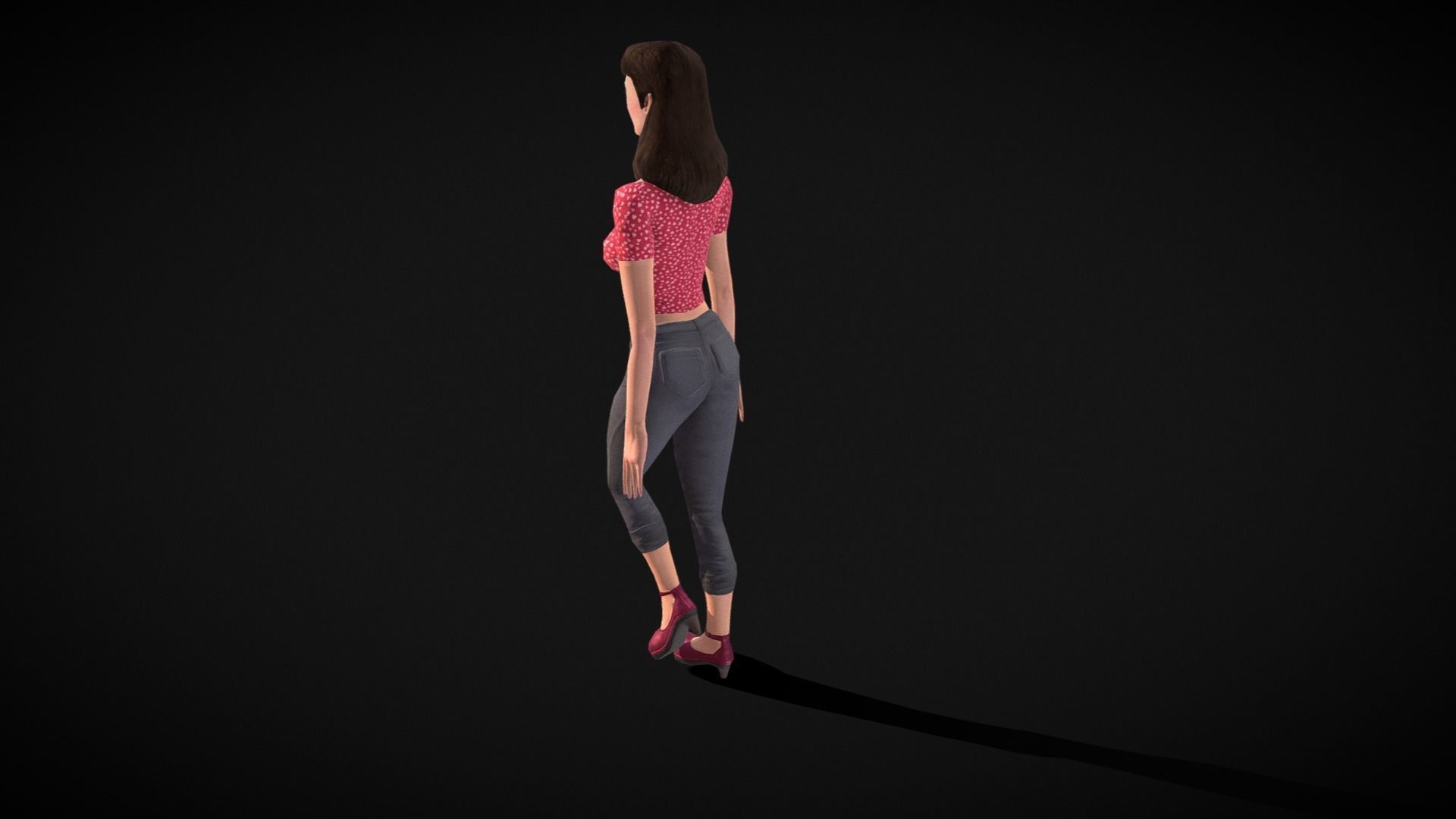 Vintage Fifties Style Girl Low-poly 3D model_91