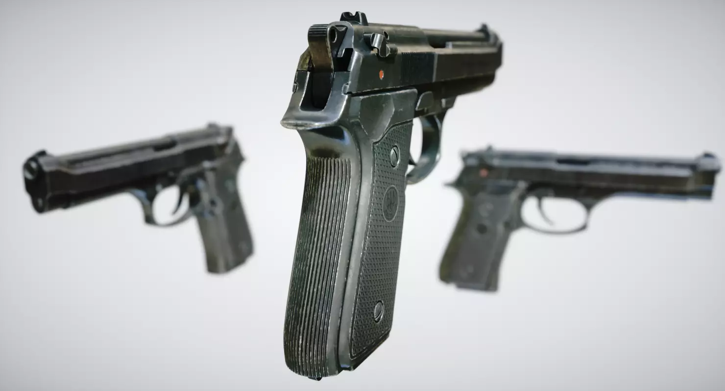 Beretta 92 Low-poly 3D model_0