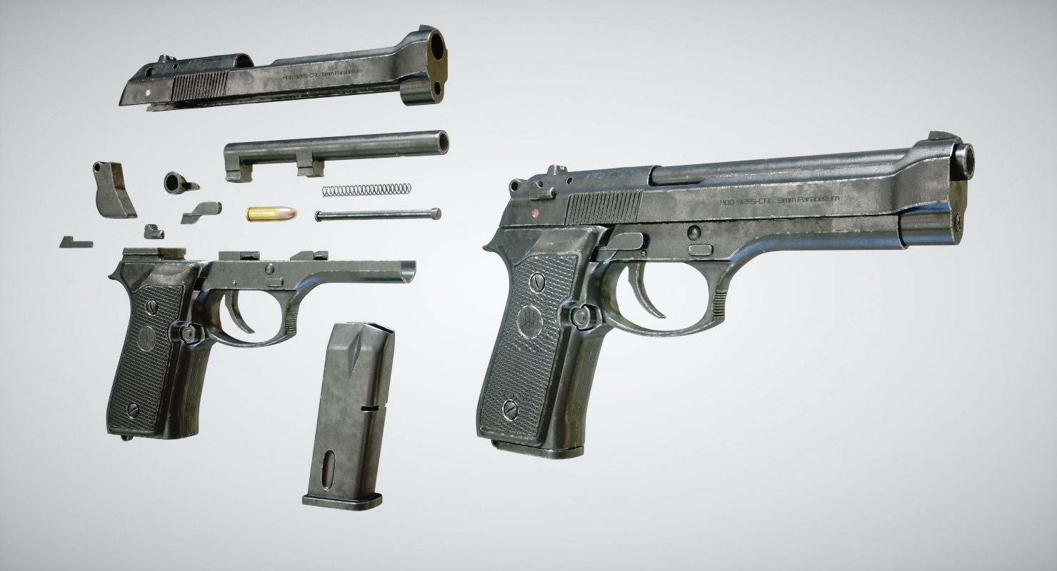 Beretta 92 Low-poly 3D model_1