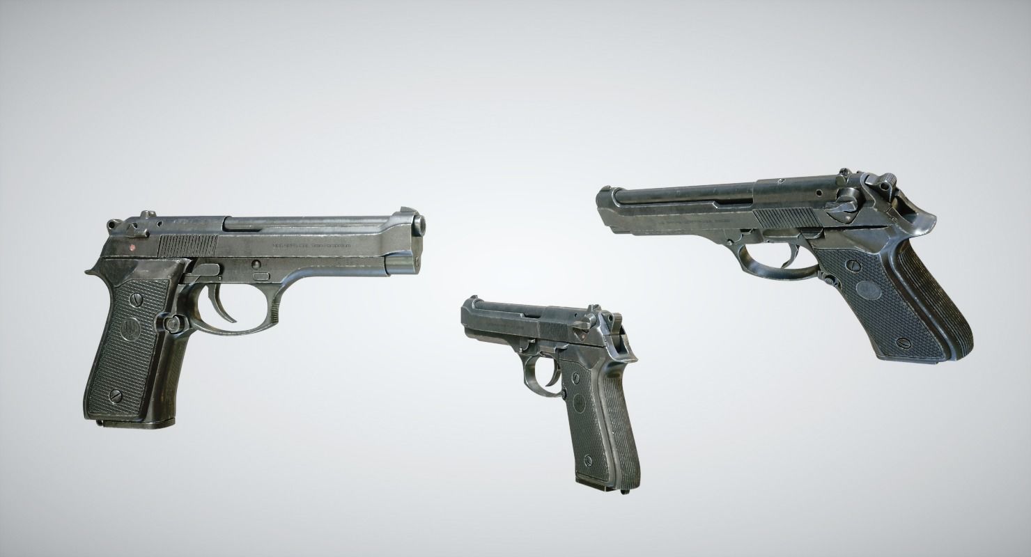 Beretta 92 Low-poly 3D model_3