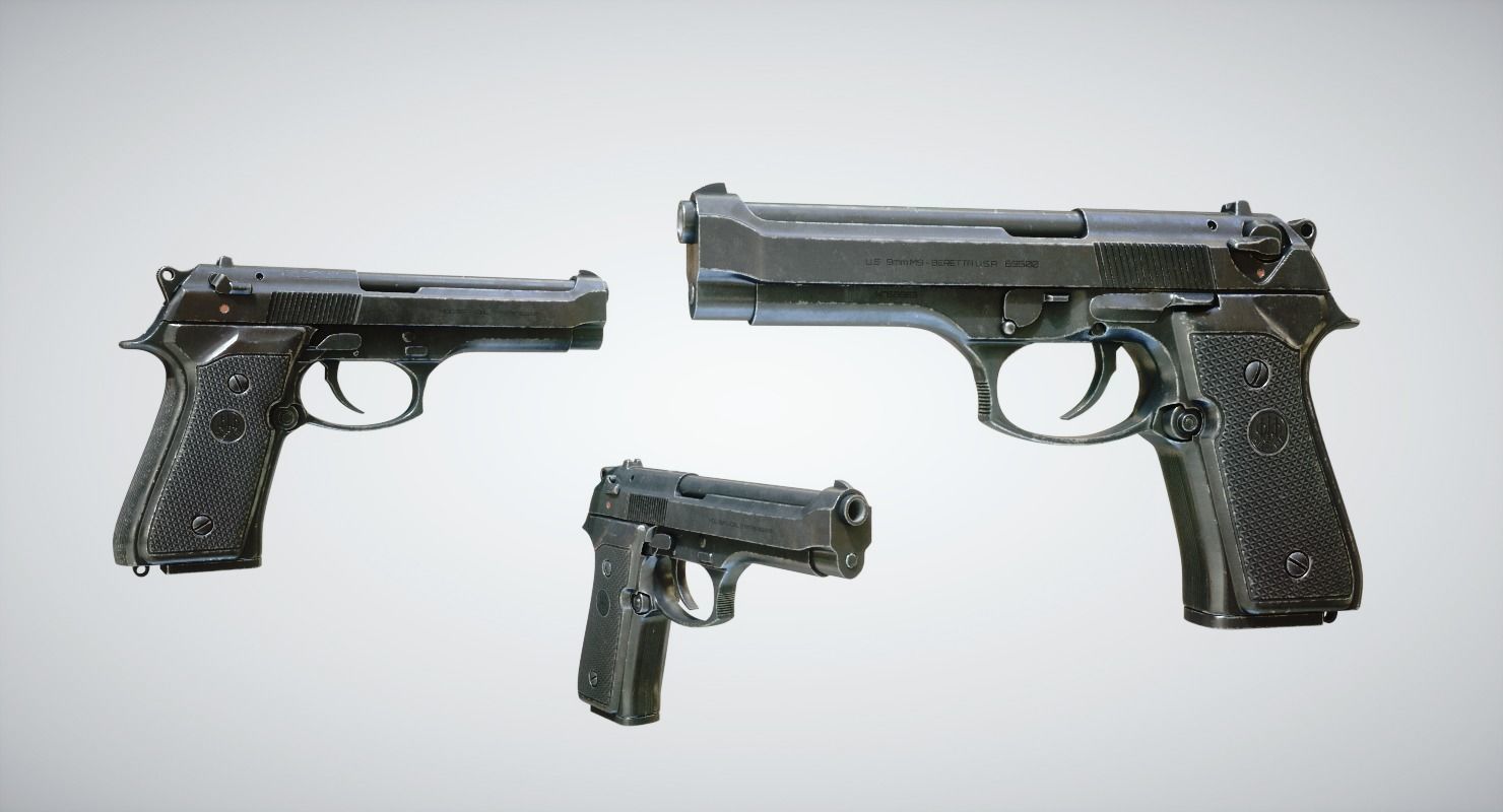 Beretta 92 Low-poly 3D model_4
