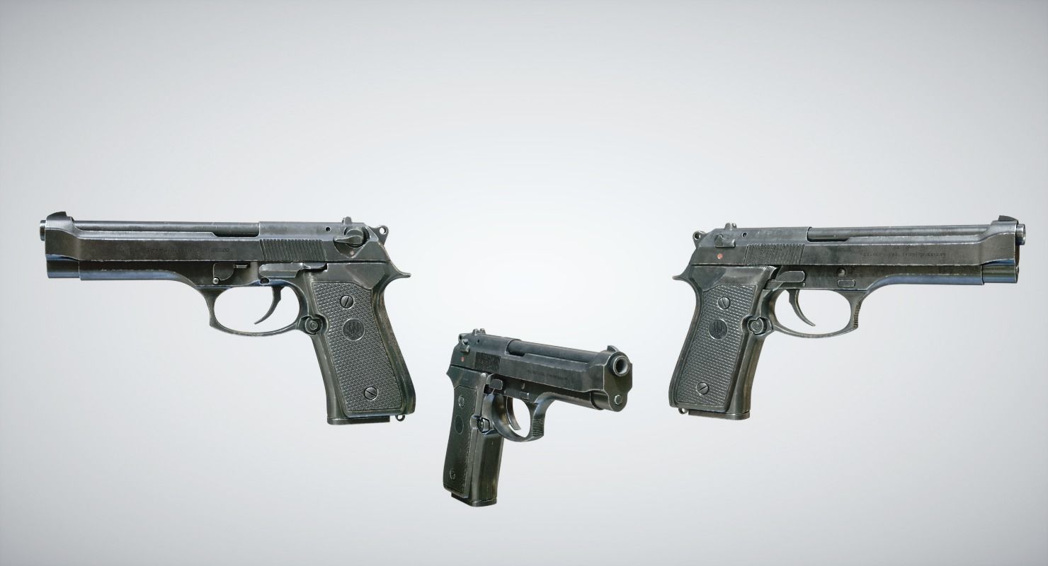 Beretta 92 Low-poly 3D model_5