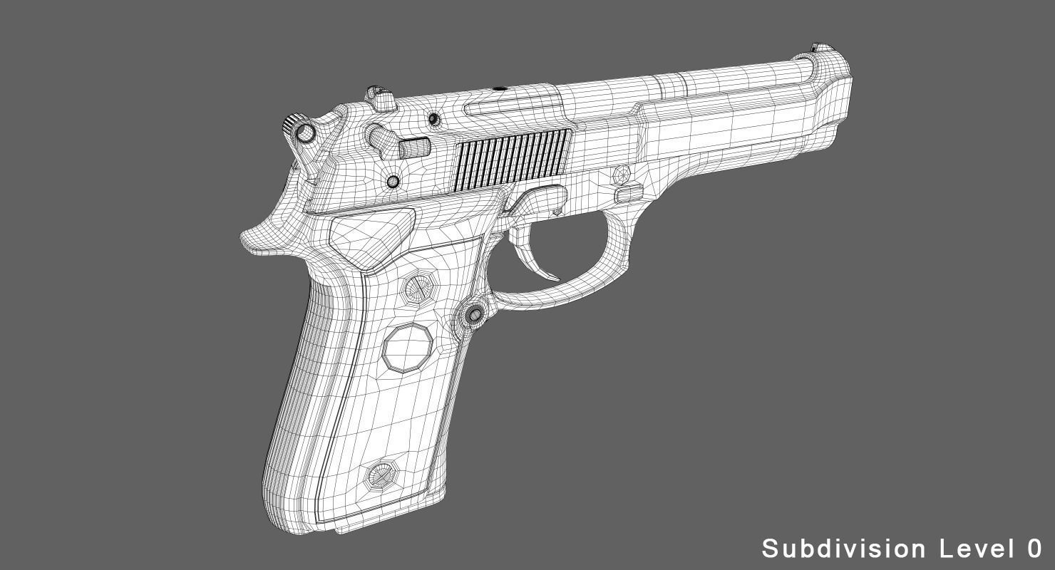 Beretta 92 Low-poly 3D model_8
