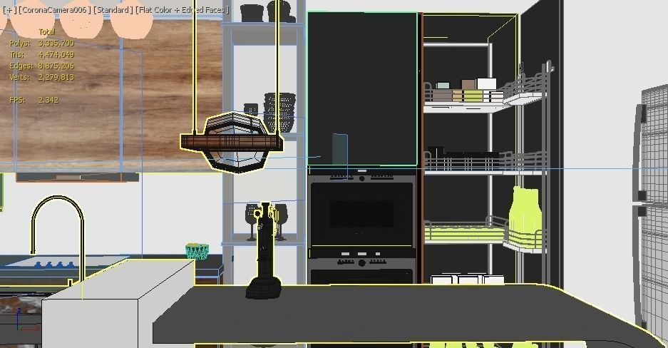kitchen modern with wooden cabinets and counter tops Free low-poly 3D model_6