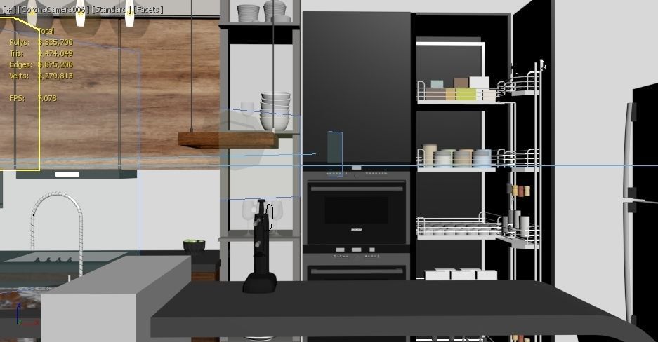 kitchen modern with wooden cabinets and counter tops Free low-poly 3D model_5