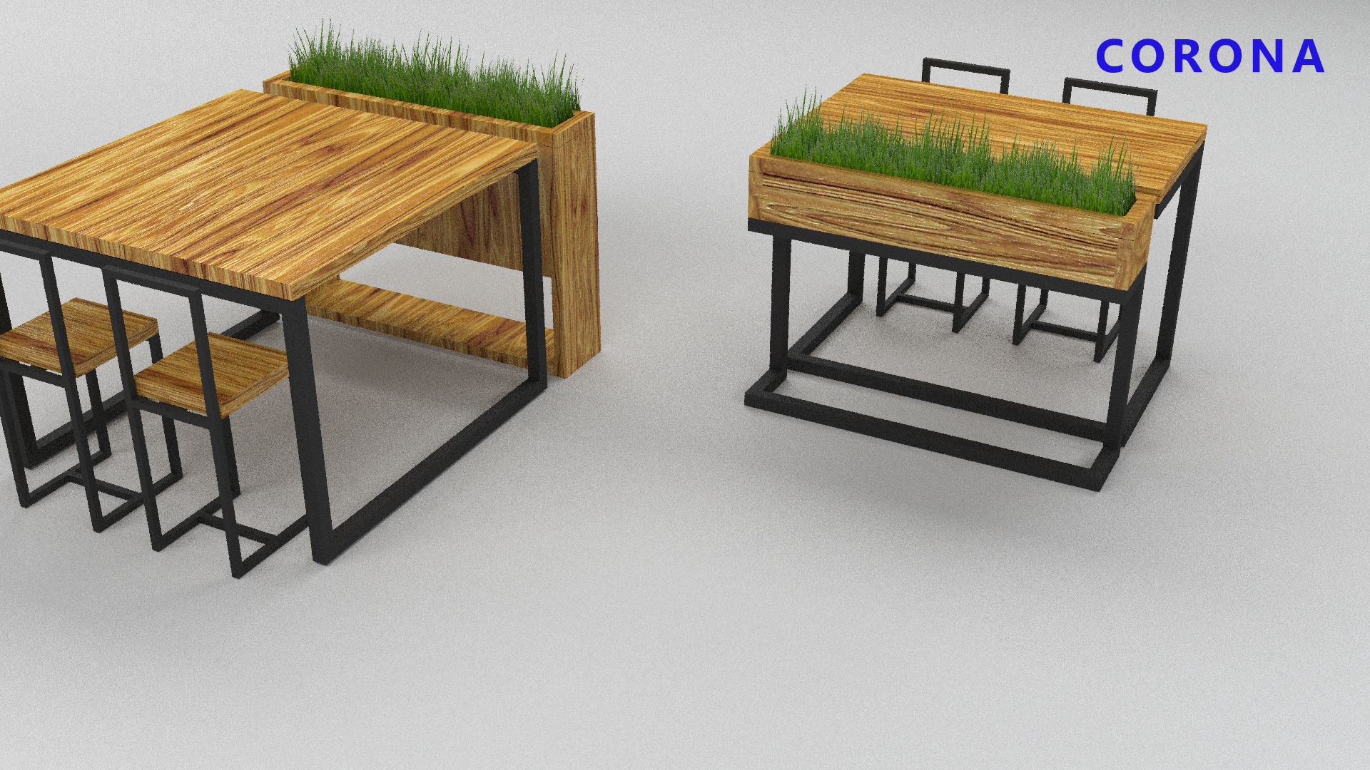 loft set of tables and chairs in a cafe or office v-ray Low-poly 3D model_12