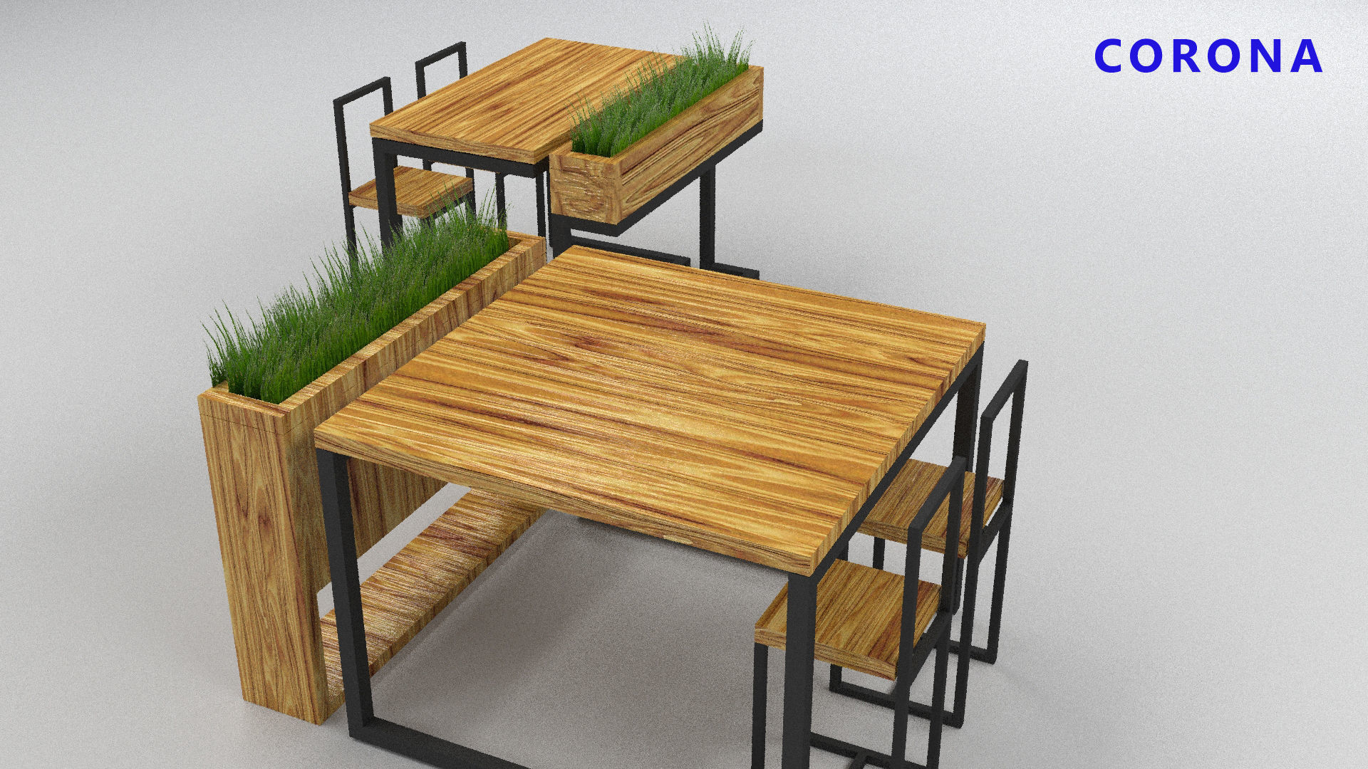 loft set of tables and chairs in a cafe or office v-ray Low-poly 3D model_6