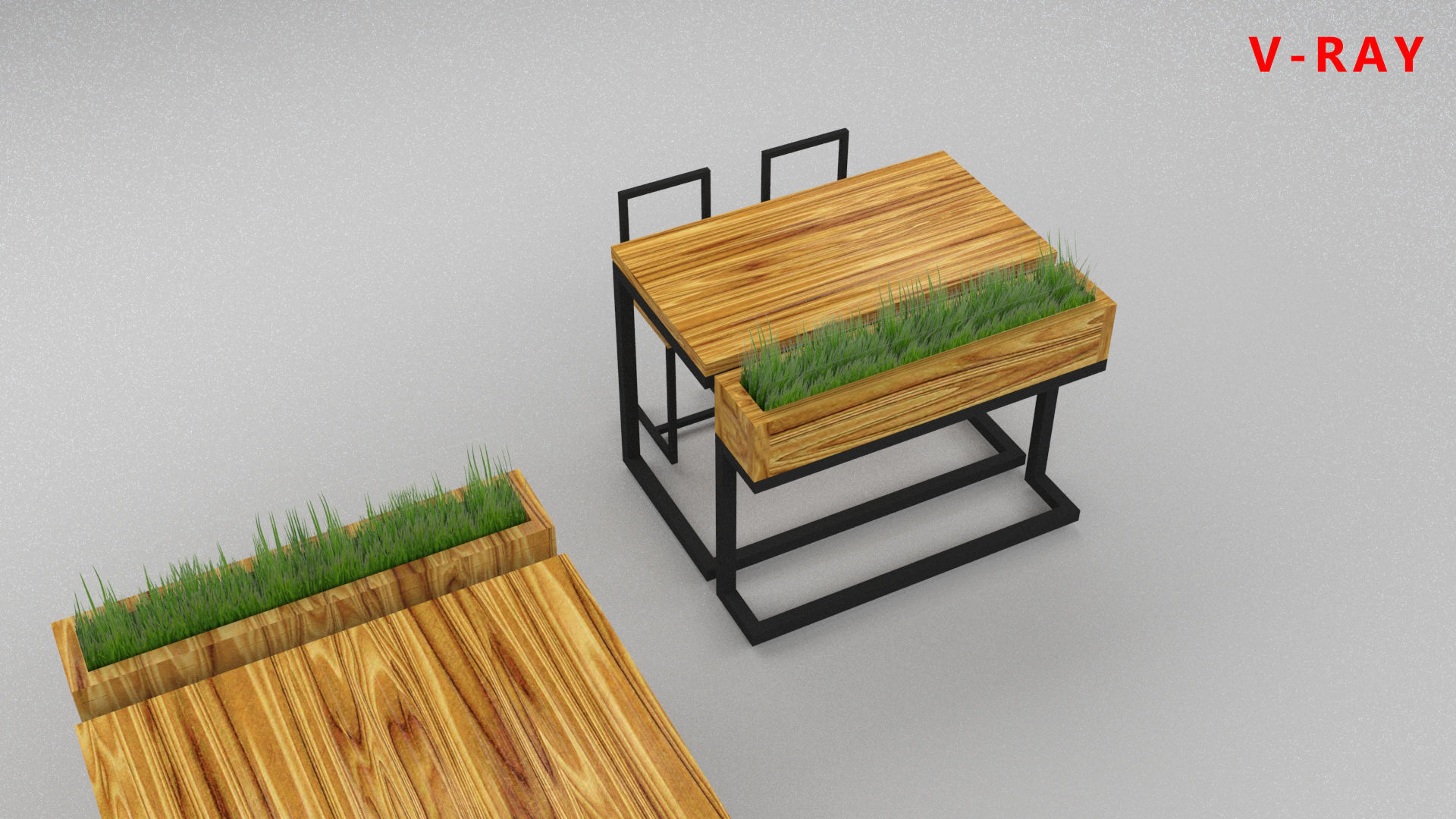 loft set of tables and chairs in a cafe or office v-ray Low-poly 3D model_18