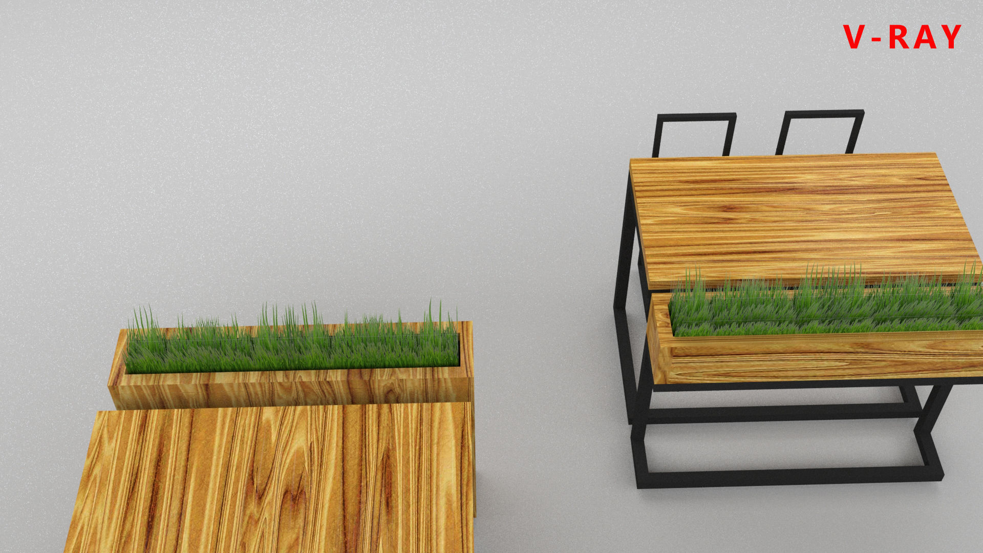 loft set of tables and chairs in a cafe or office v-ray Low-poly 3D model_23