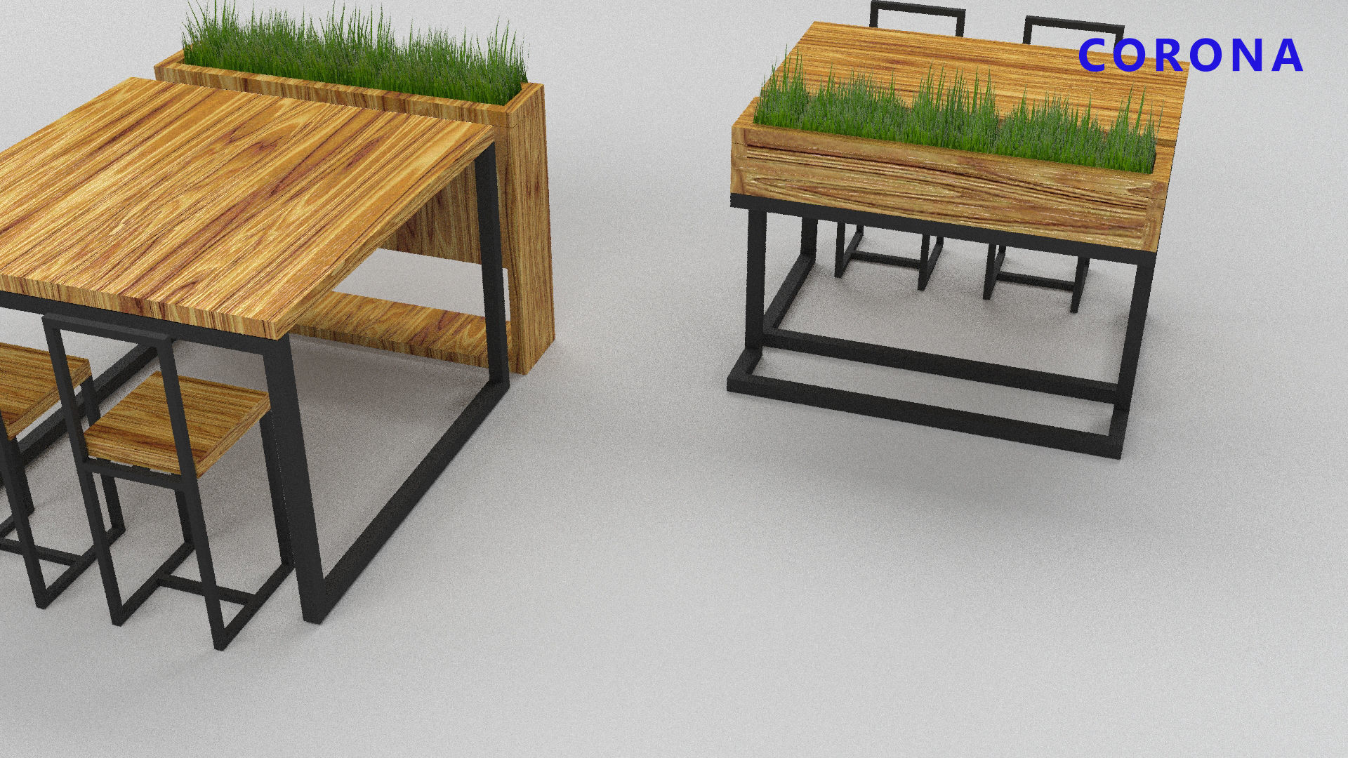 loft set of tables and chairs in a cafe or office v-ray Low-poly 3D model_11