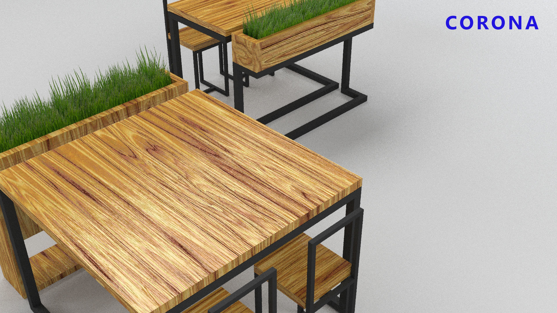 loft set of tables and chairs in a cafe or office v-ray Low-poly 3D model_7