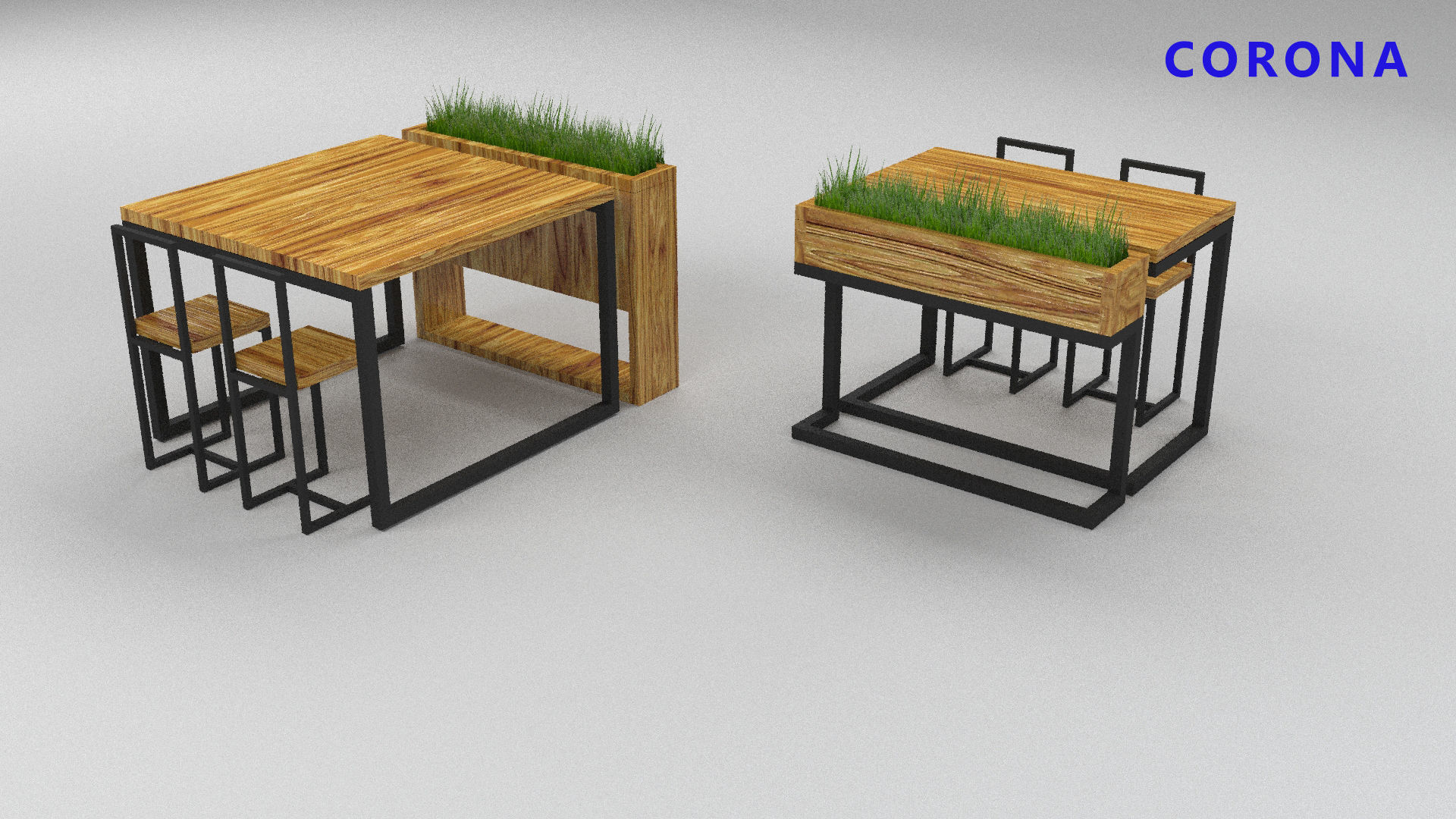 loft set of tables and chairs in a cafe or office v-ray Low-poly 3D model_14