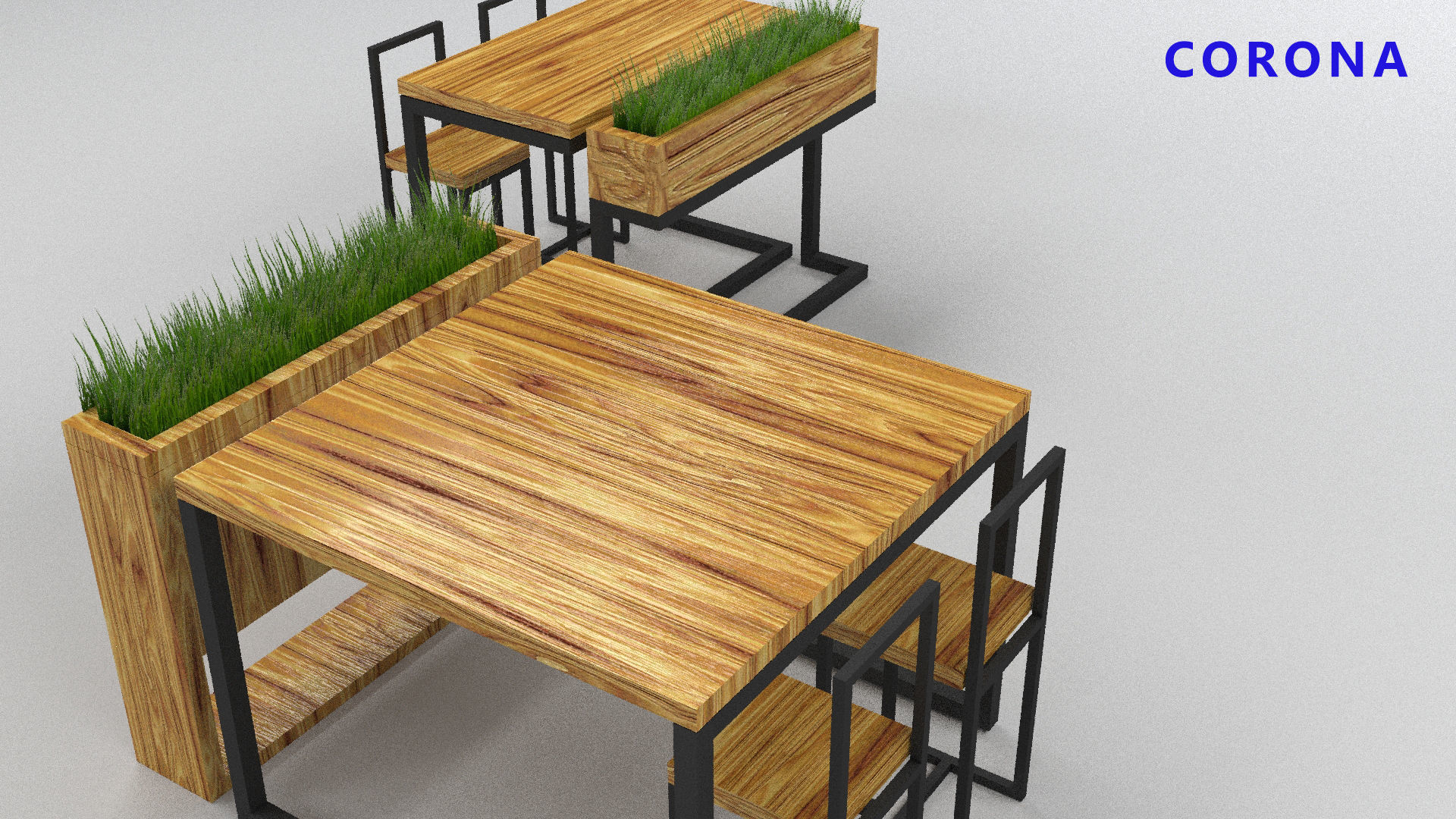 loft set of tables and chairs in a cafe or office v-ray Low-poly 3D model_5