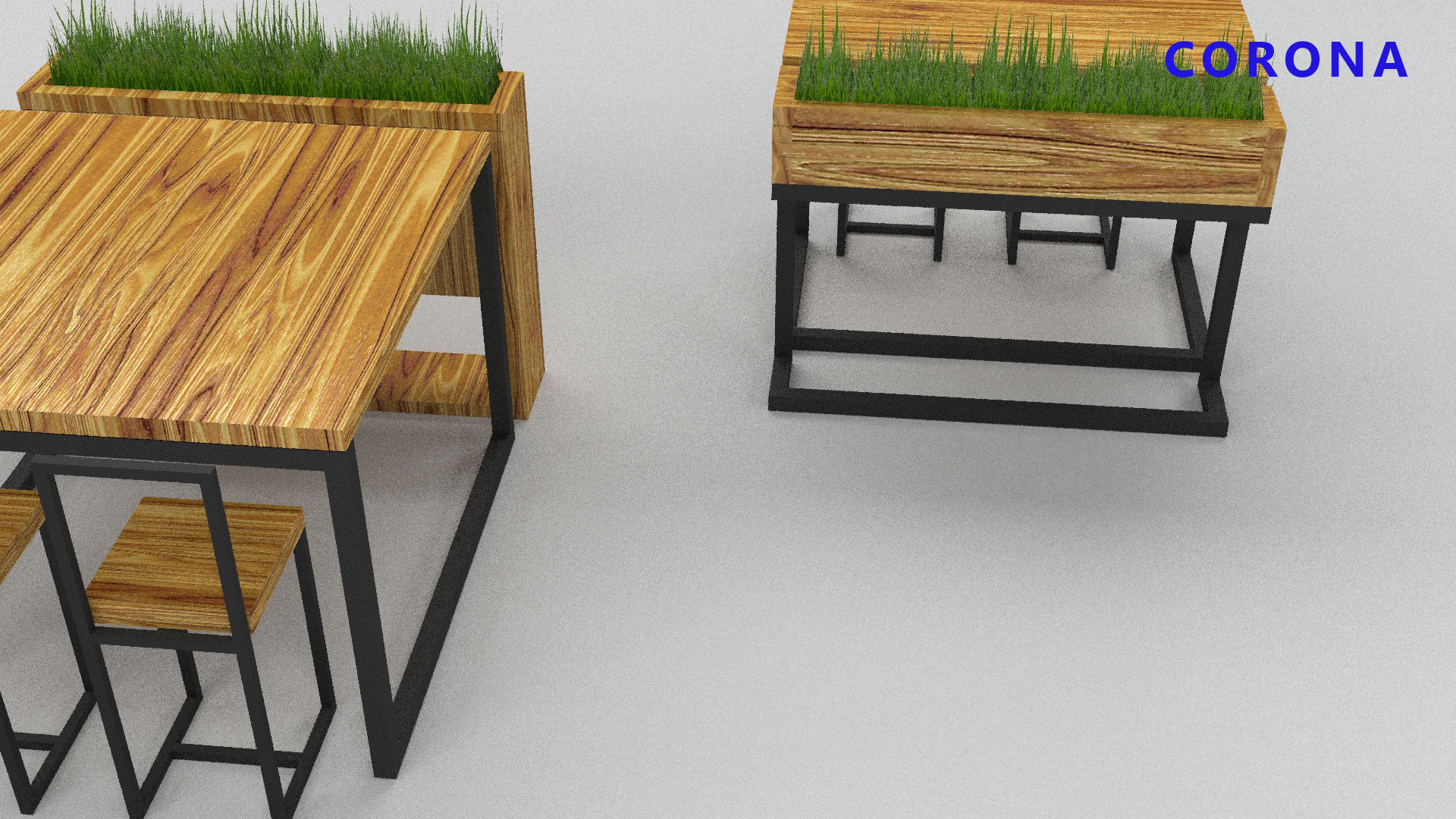 loft set of tables and chairs in a cafe or office v-ray Low-poly 3D model_8