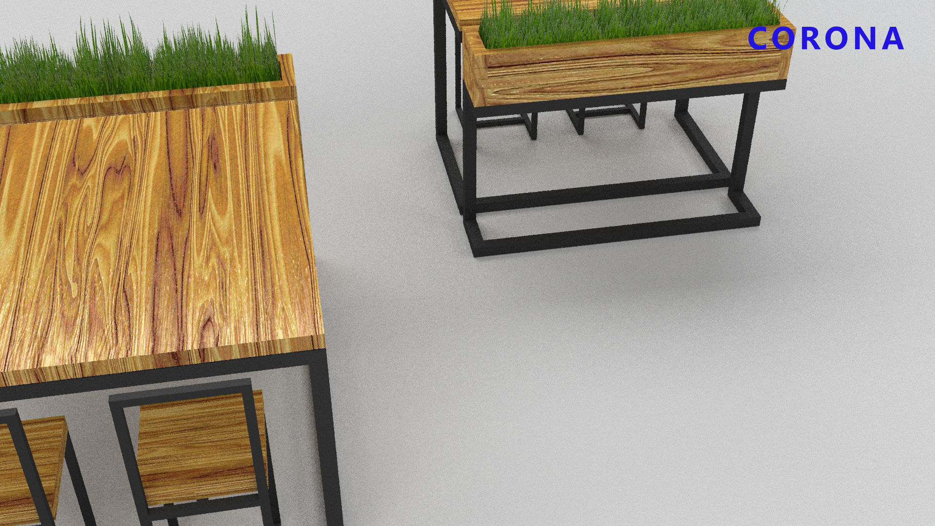 loft set of tables and chairs in a cafe or office v-ray Low-poly 3D model_10