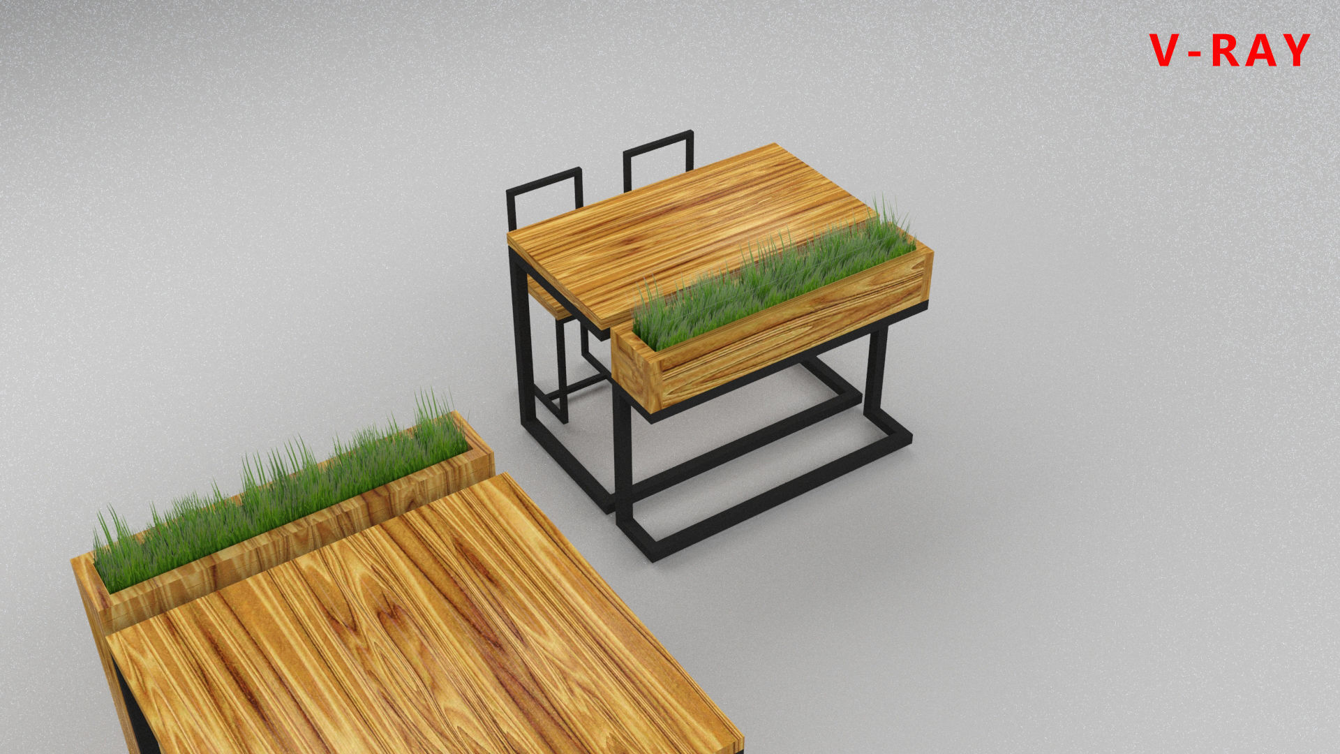 loft set of tables and chairs in a cafe or office v-ray Low-poly 3D model_22