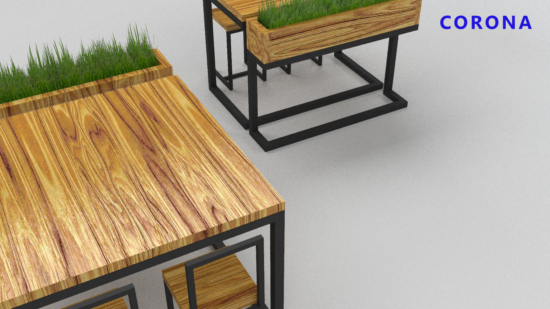 loft set of tables and chairs in a cafe or office v-ray Low-poly 3D model_9