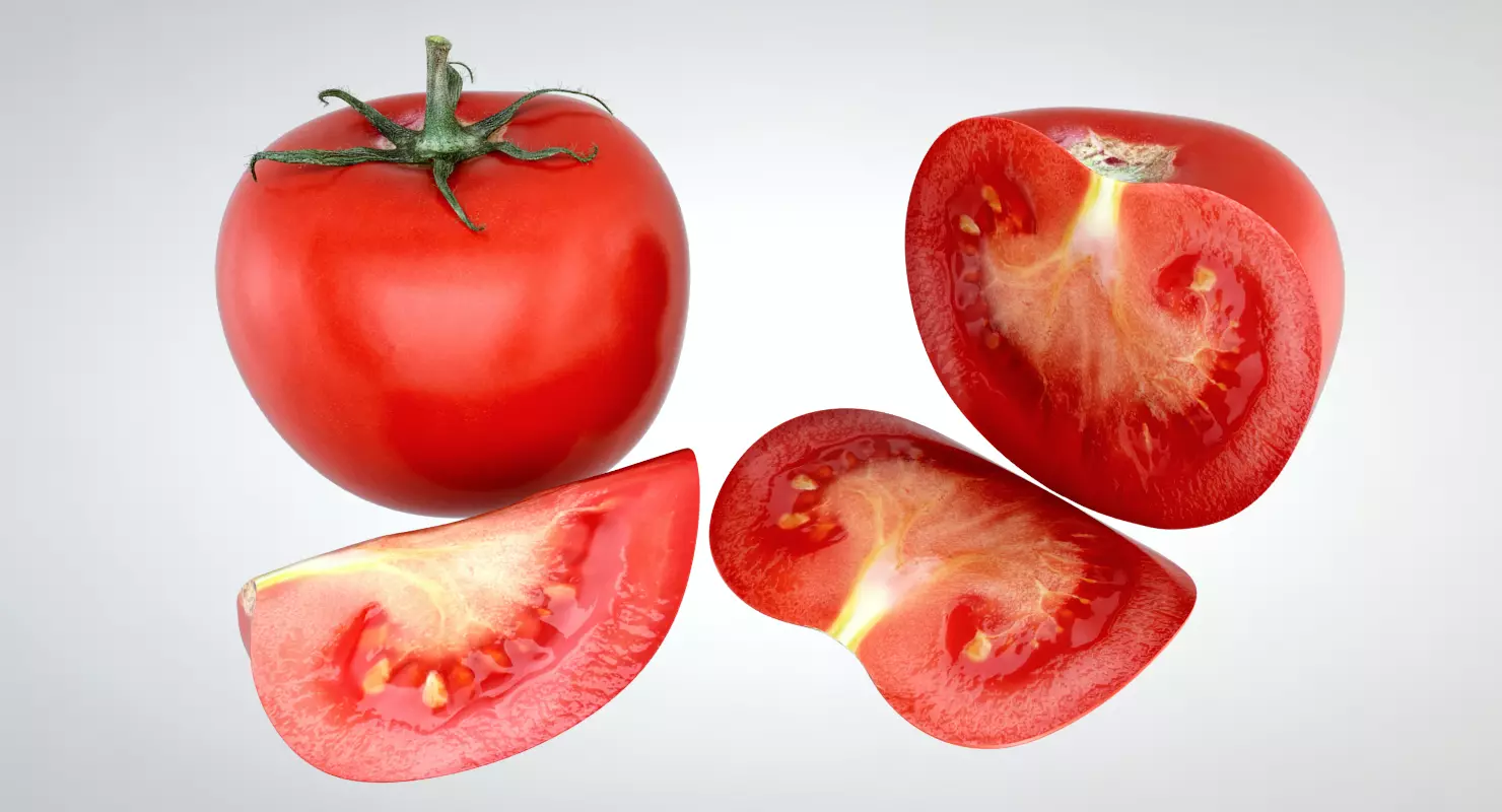 Tomato sliced Low-poly 3D model_0