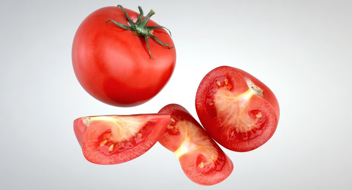 Tomato sliced Low-poly 3D model_1