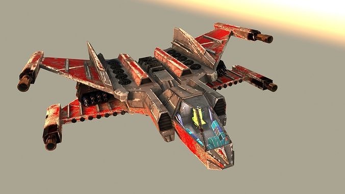 Sci fi space fighter  Low-poly 3D model