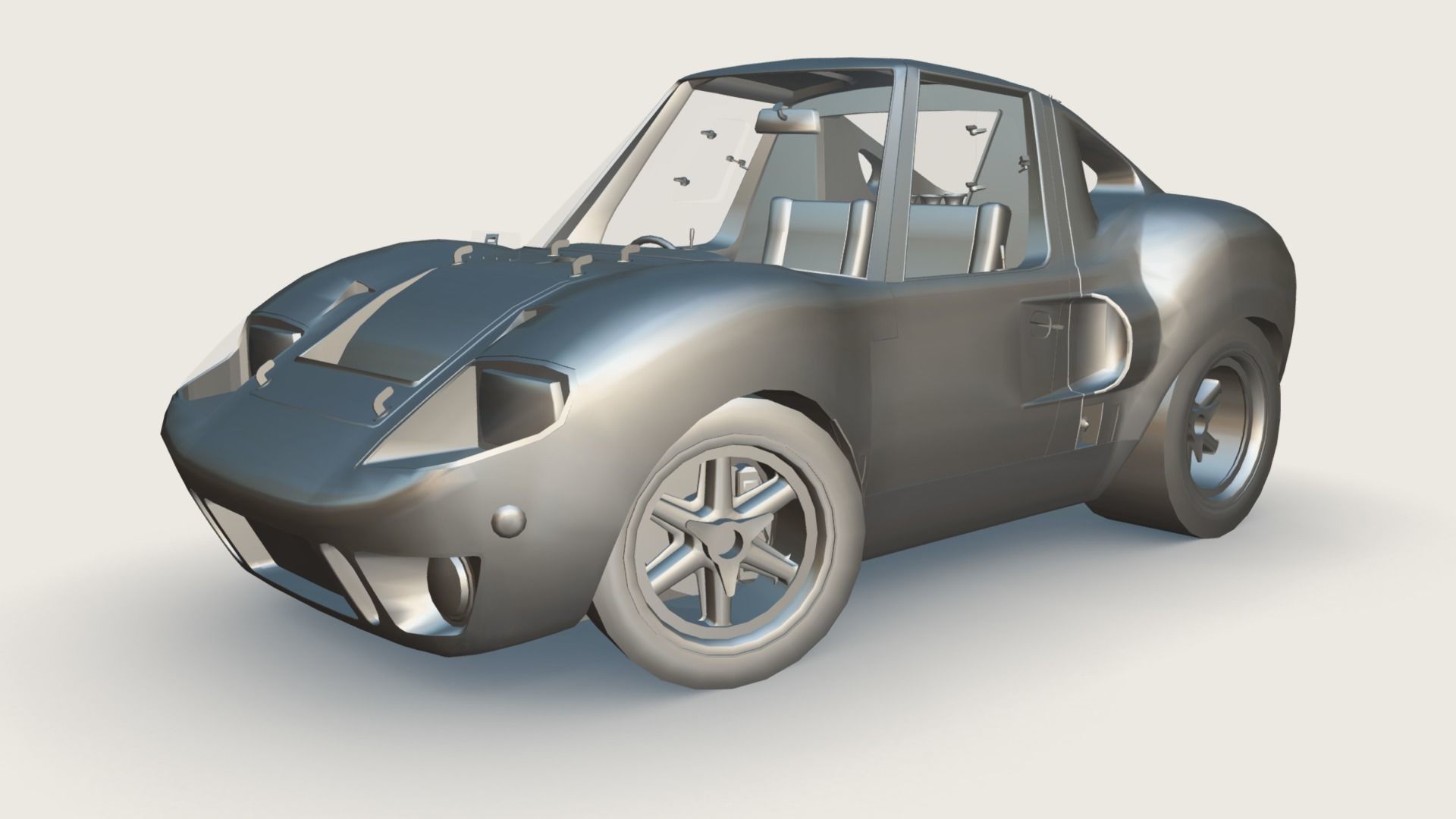 Cartoon Prototype Car Low-poly 3D model_5