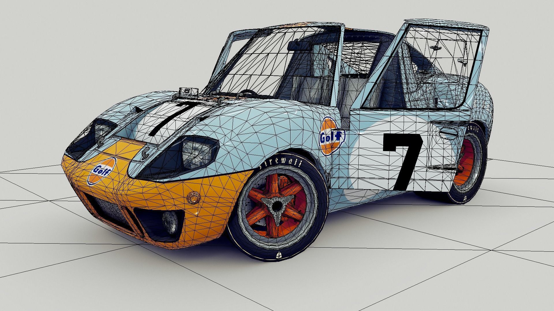 Cartoon Prototype Car Low-poly 3D model_8