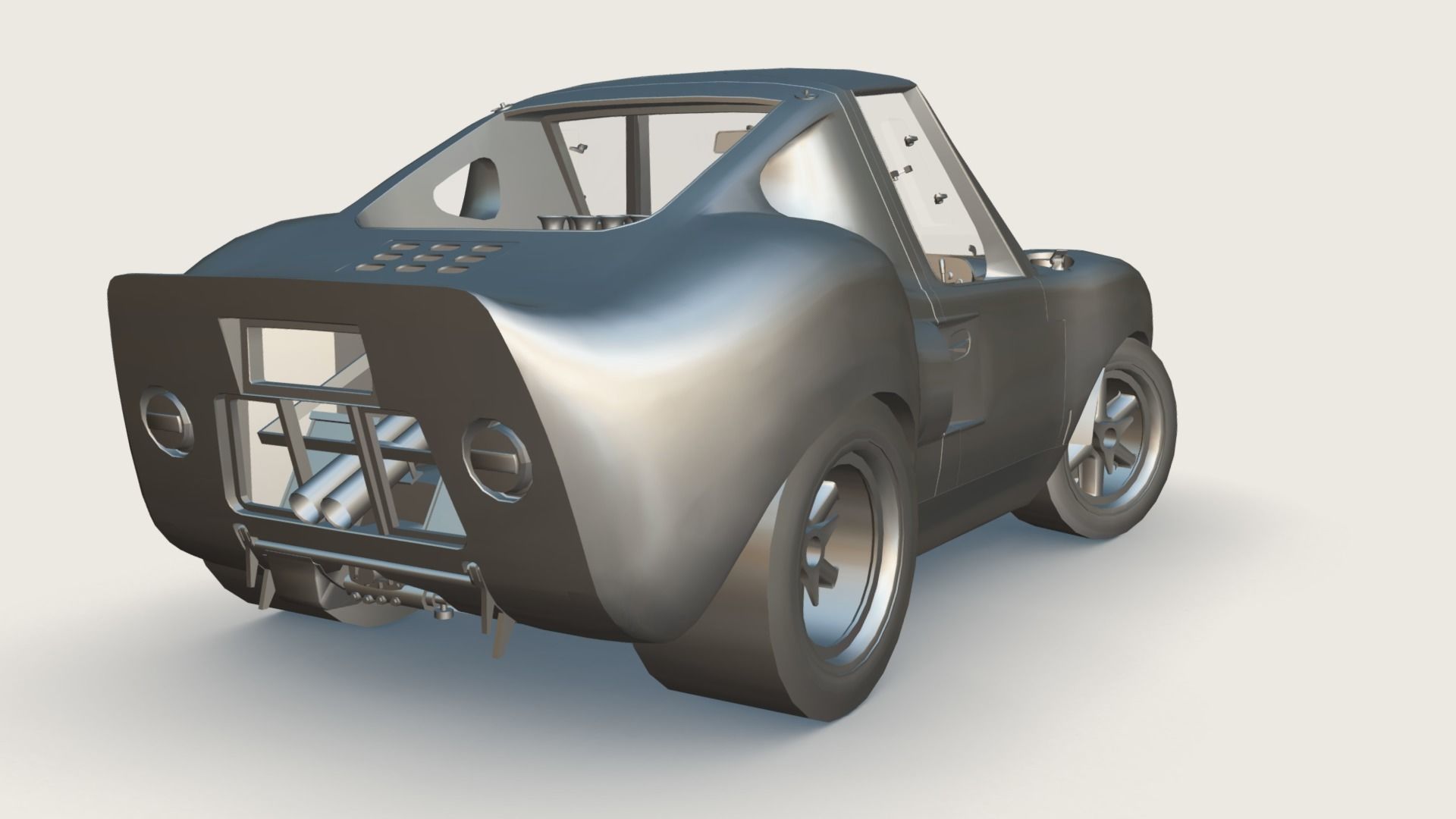 Cartoon Prototype Car Low-poly 3D model_6
