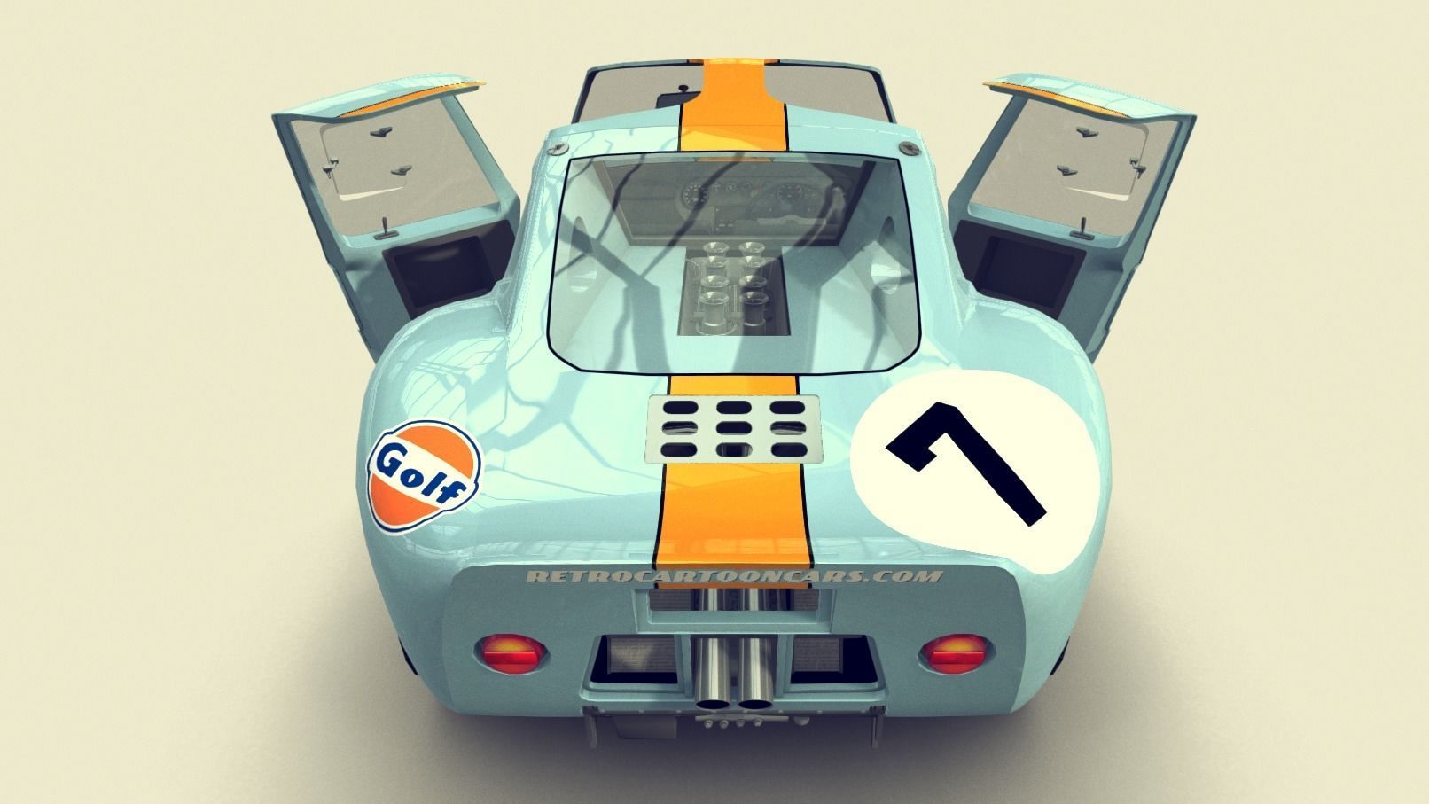Cartoon Prototype Car Low-poly 3D model_3