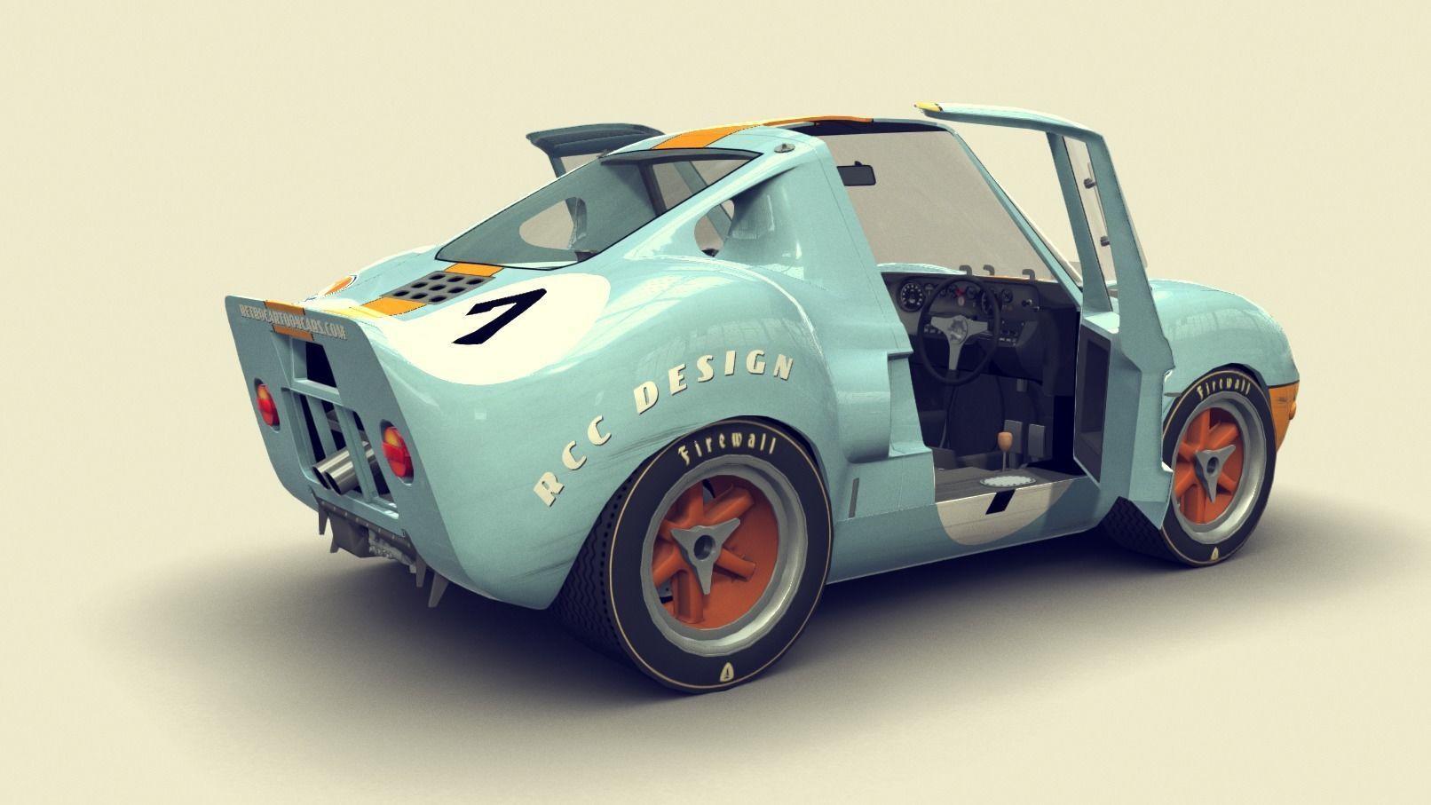Cartoon Prototype Car Low-poly 3D model_1