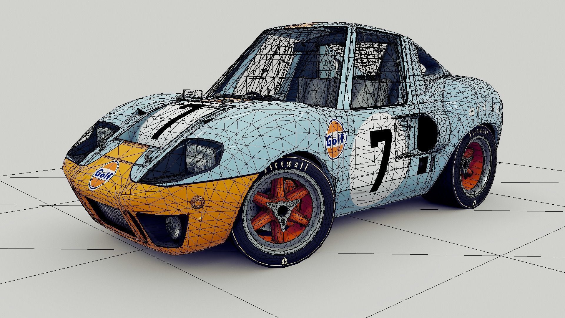 Cartoon Prototype Car Low-poly 3D model_7