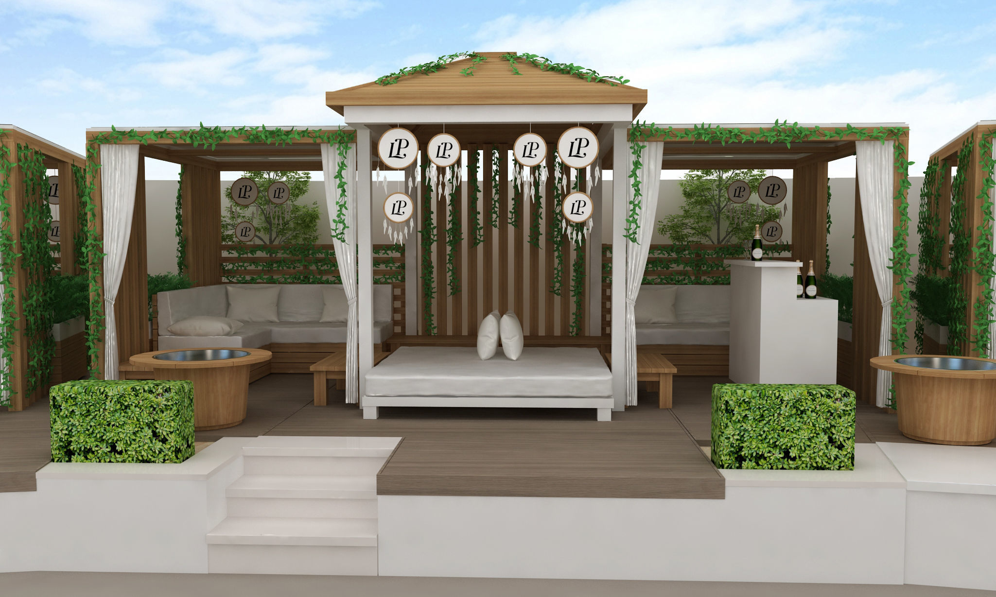 beach side Kiosk  pergola design 3D model_1