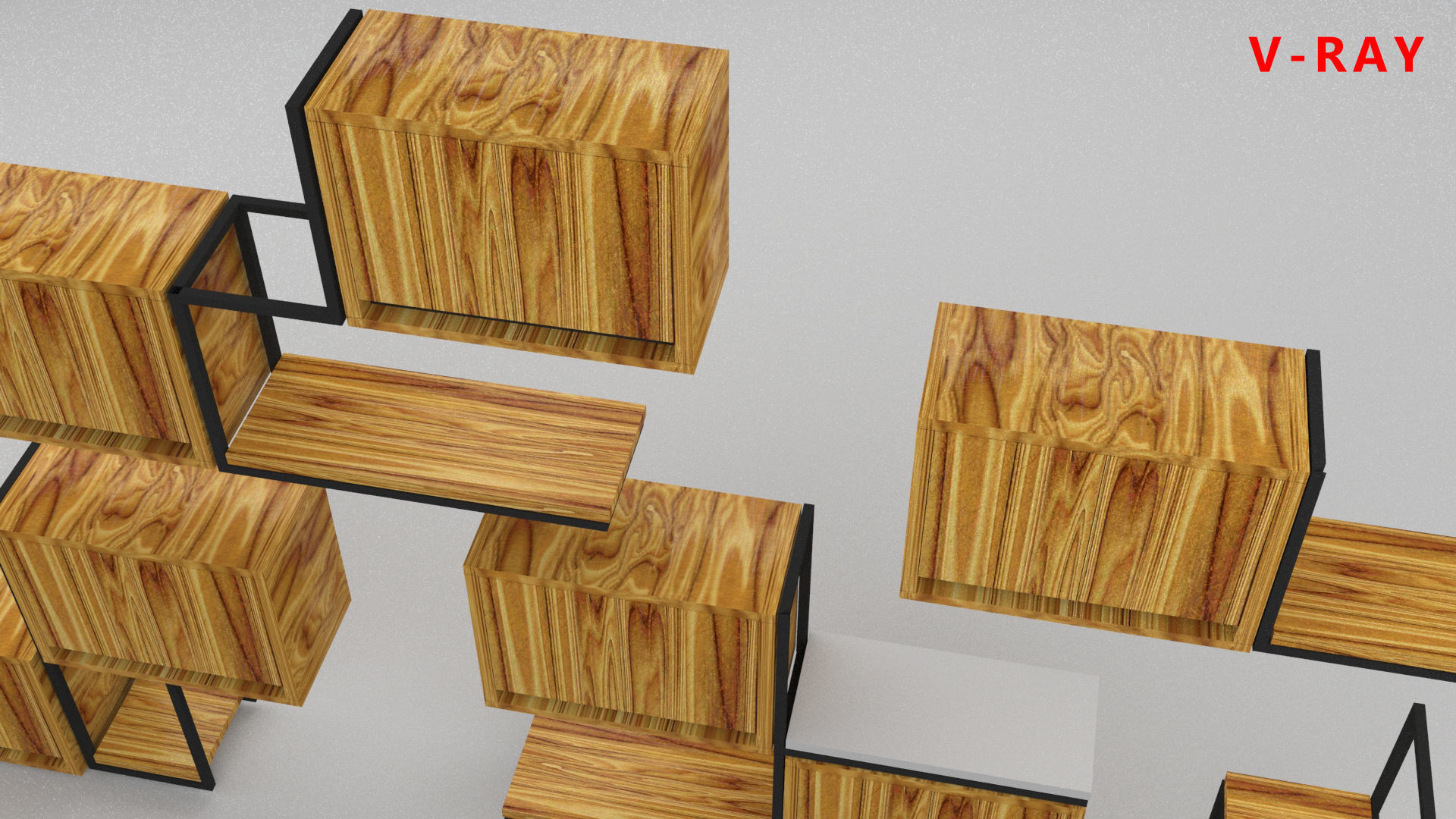 loft set of wall shelf in a cafe bar or office v-ray corona  Low-poly 3D model_19