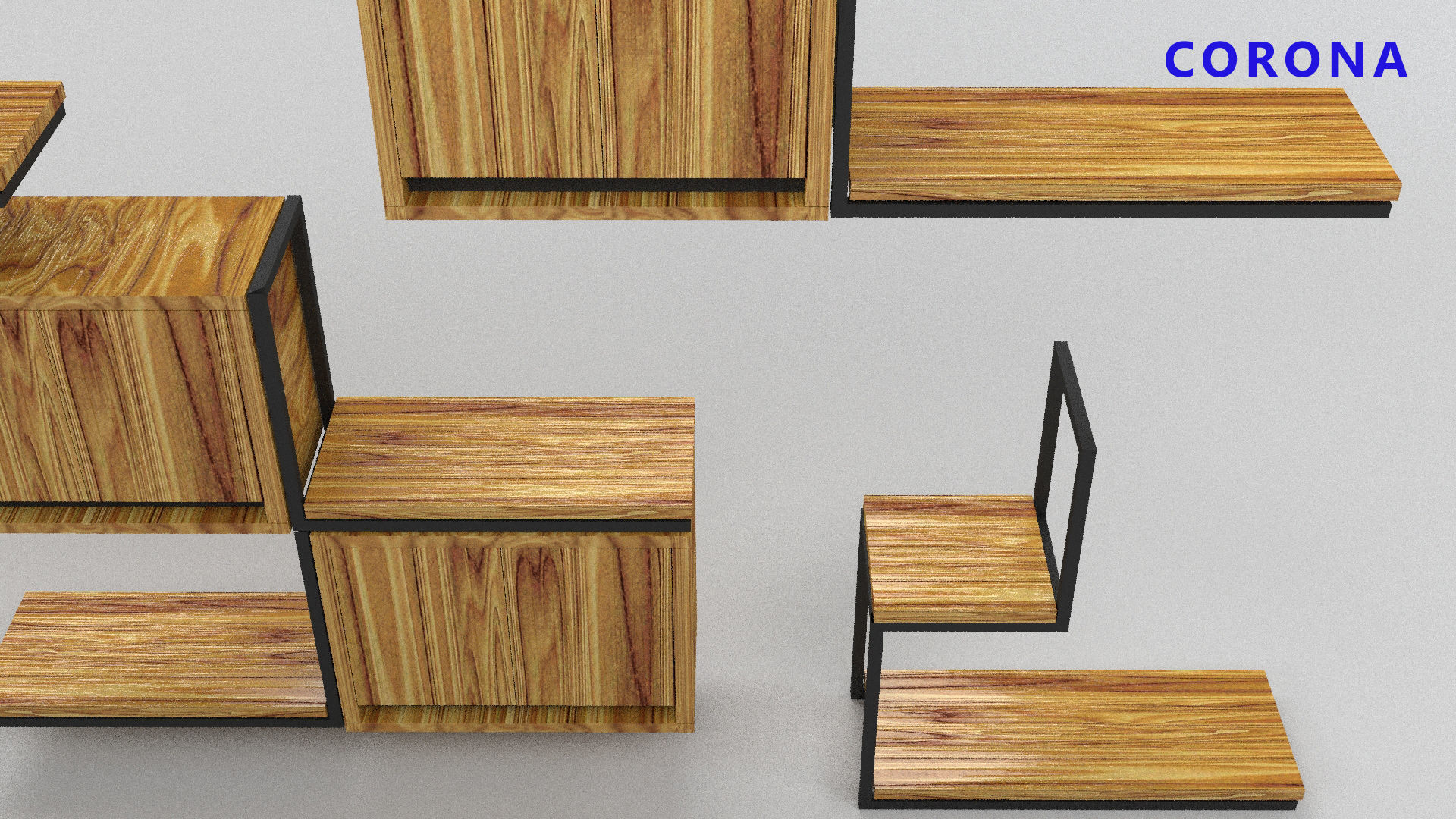 loft set of wall shelf in a cafe bar or office v-ray corona  Low-poly 3D model_7